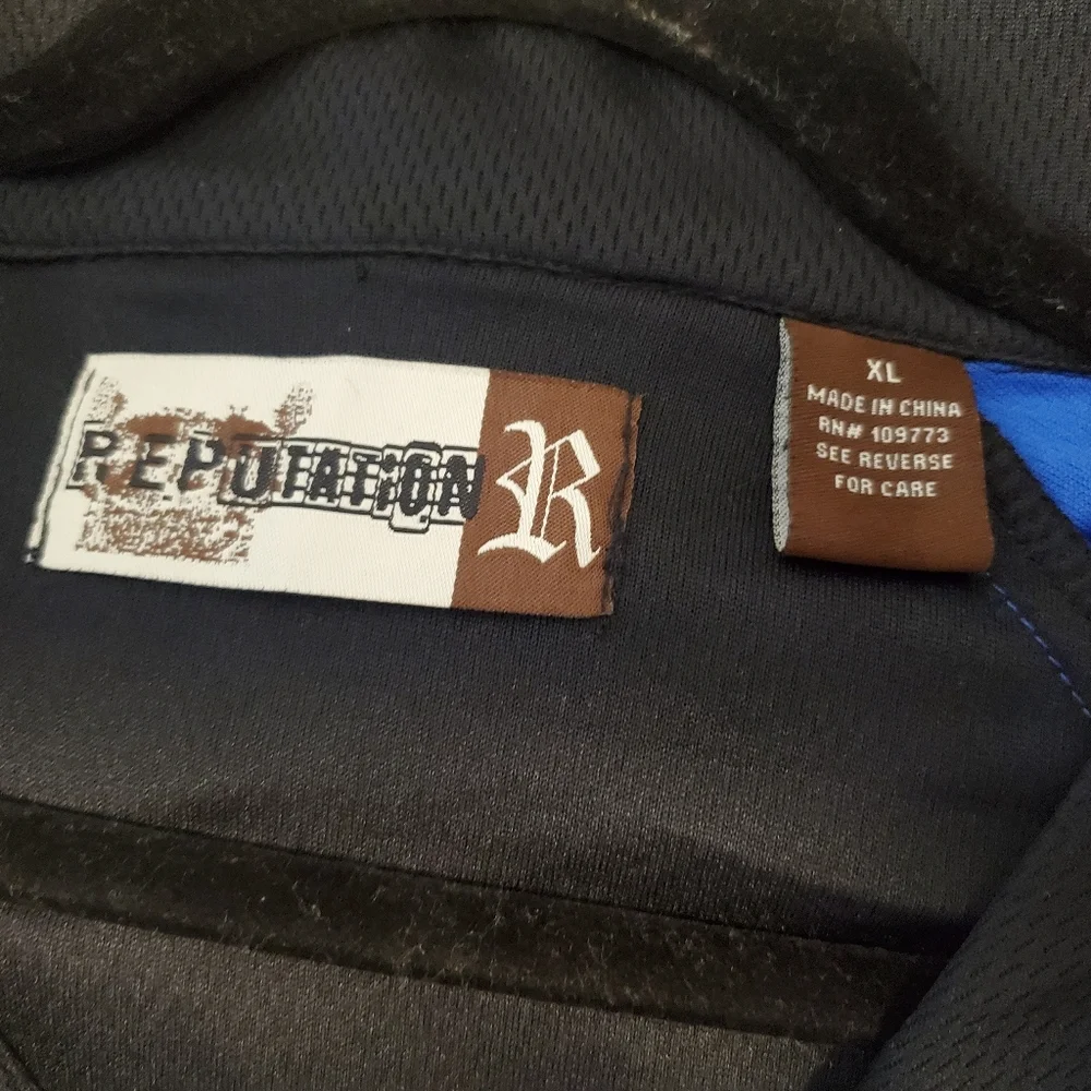 Reputation Men's NWT Size XL Black/RoyalSun zip front silk blend bomber jacket - Picture 3 of 10